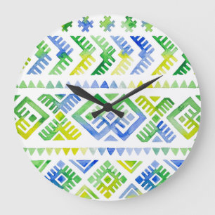 Grande Horloge Ronde Navajo Hommage : Aquarelle, Majesté de la tribu