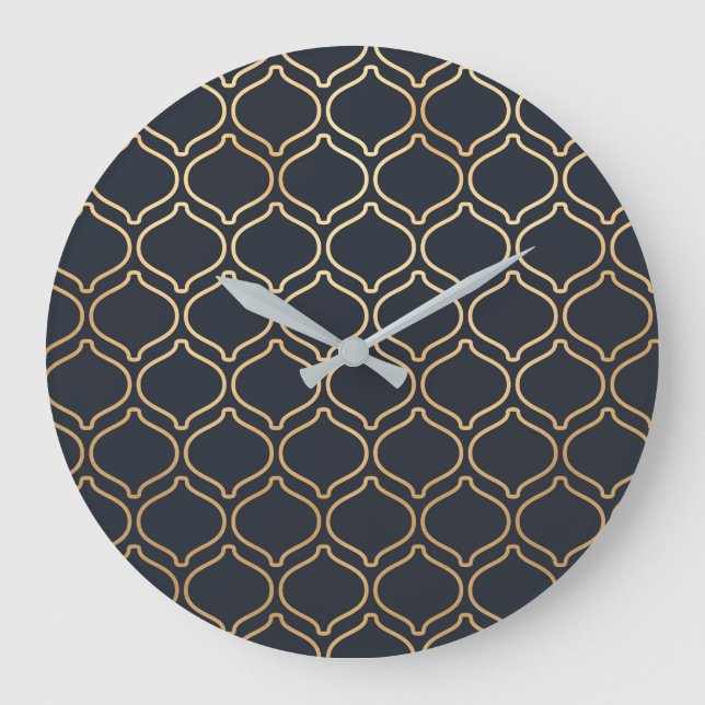 Grande Horloge Ronde Navy & Gold Moroccan Pattern (Recto)