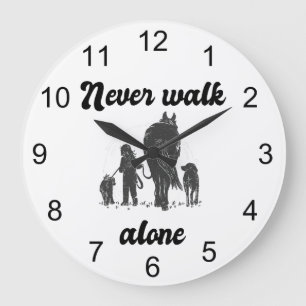 Grande Horloge Ronde Ne jamais marcher seul - Amoureux des animaux rust