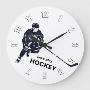 Grande Horloge Ronde Né pour le hockey - Joueur de hockey