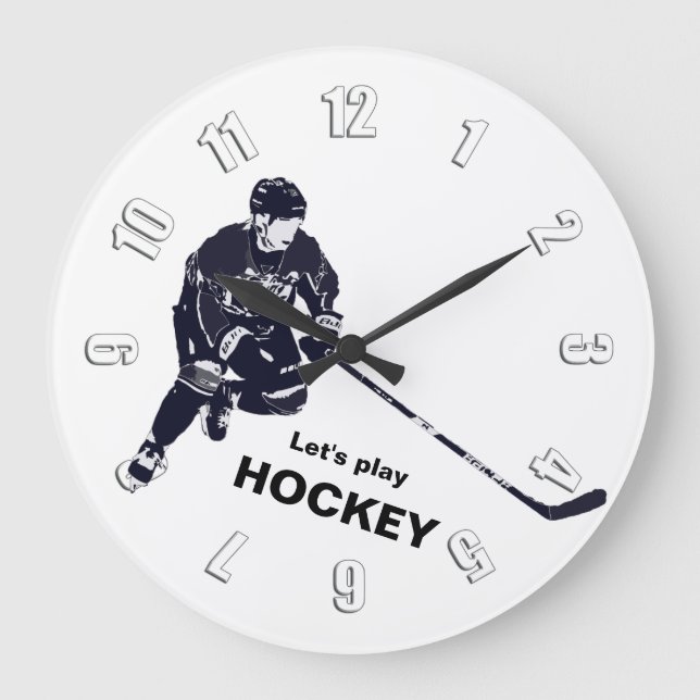 Grande Horloge Ronde Né pour le hockey - Joueur de hockey (Recto)