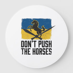 Grande Horloge Ronde Ne Poussez Pas Le Cheval Cheval Vintage