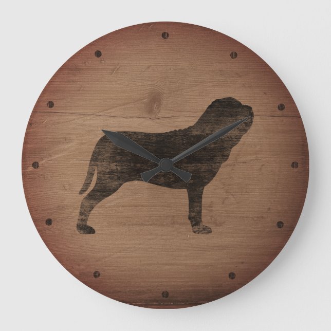 Grande Horloge Ronde Neapolitan Mastiff Silhouette Rustic (Recto)