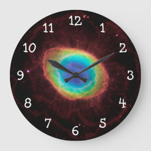Grande Horloge Ronde Nébuleuse de l'Anneau à Chiffres Blancs Photo Céle