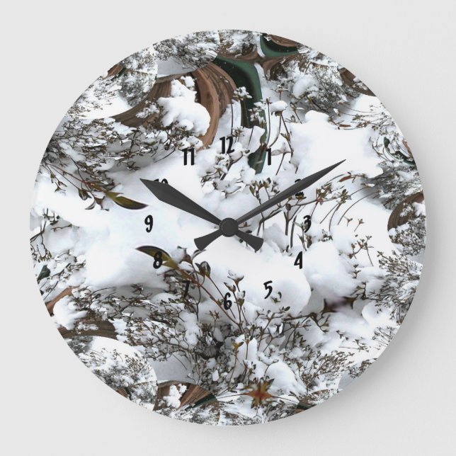 Grande Horloge Ronde Neige Abstraite (Recto)