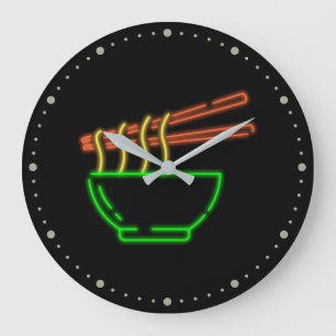 Grande Horloge Ronde Neon Asian Noodle Bowl