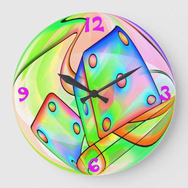 Grande Horloge Ronde Neon Dice Black Light Rave (Recto)