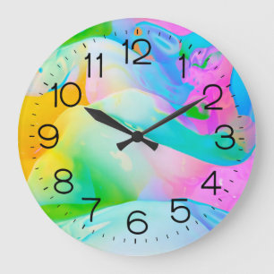 Grande Horloge Ronde Neon fluide Abstrait