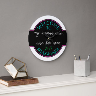 Grande Horloge Ronde Neon Hot rose Aqua Bleu Blanc Elle Shop Bienvenue