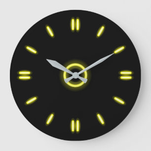 Grande Horloge Ronde Néon jaune