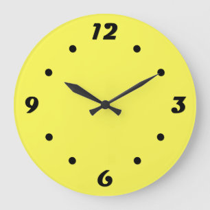 Grande Horloge Ronde néon jaune fluorescent citron brillant