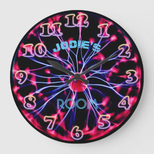 Grande Horloge Ronde Neon Plasma Ball
