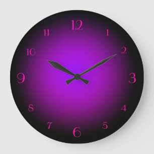 Grande Horloge Ronde Neon Purple & Pink Glow Black Large Clock