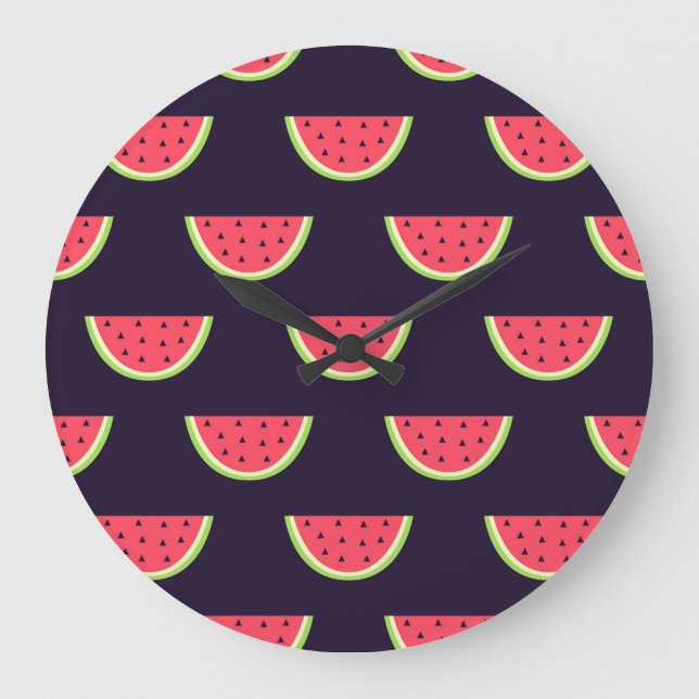 Grande Horloge Ronde Neon Watermelon on Purple Pattern (Recto)