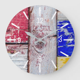 Grande Horloge Ronde Néoplasticisme amusant style d'art en bois personn