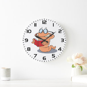 Grande Horloge Ronde Nerdy Bookworm Lire Un Livre