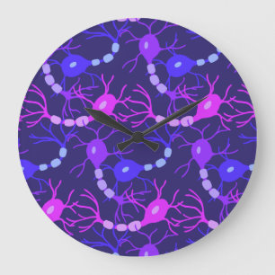Grande Horloge Ronde Neurones Connectés Néon Violet