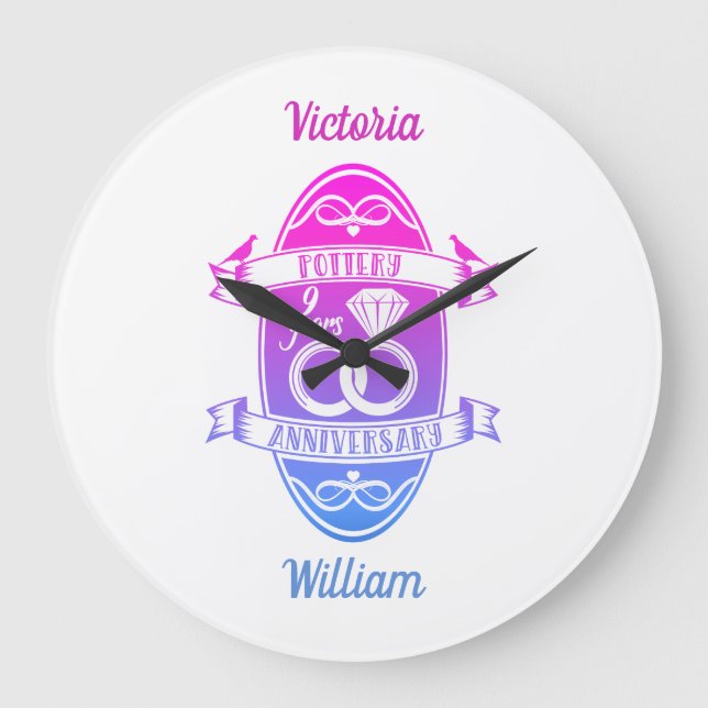 Grande Horloge Ronde Neuvième 9e anniversaire du mariage poterie tradit (Recto)