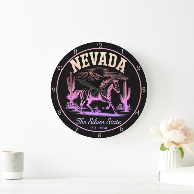 Grande Horloge Ronde Nevada Silver State Horse  (Maison)