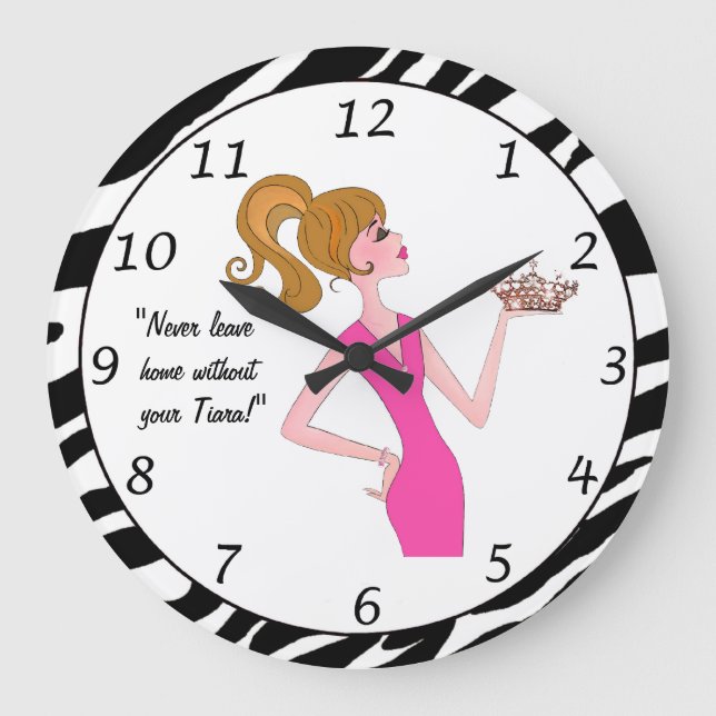 Grande Horloge Ronde "Never Leave Home Without Your Tiara !" DIVA clock (Recto)