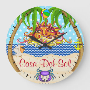 Grande Horloge Ronde New Beach Sun Ocean Wall Clock