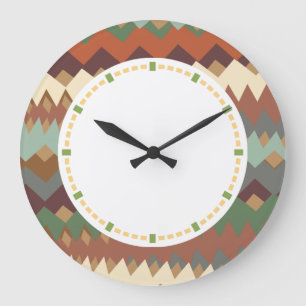 Grande Horloge Ronde New Mexico Green and Brown ZigZag Camouflage