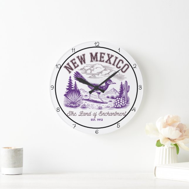 Grande Horloge Ronde New Mexico Land of Enchantment Roadrunner (Maison)