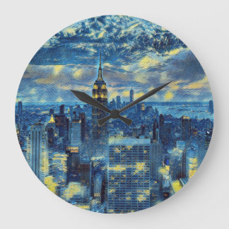 Grande Horloge Ronde New York City Skyline Van Gogh Starry Night Art