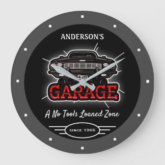 Grande Horloge Ronde N'Importe Quel Nom Garage Retro Car Depuis Date Gr