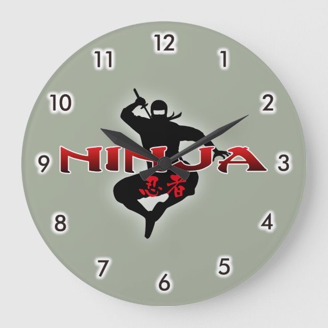 Grande Horloge Ronde Ninja Silhouette (Recto)