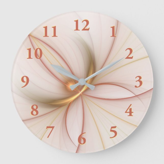 Grande Horloge Ronde Noble Cuivre Et Or Abstrait Art Fractal Moderne (Recto)