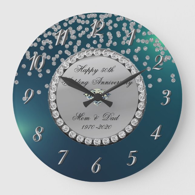 Grande Horloge Ronde Noces d'argent Diamants Vert 25e Anniversaire de M (Recto)