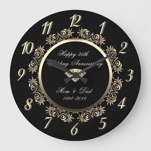 Grande Horloge Ronde Noces de diamant 25e anniversaire de mariage flora (Recto)