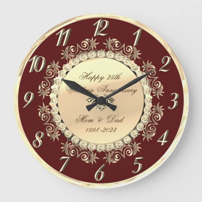 Grande Horloge Ronde Noces de diamants d'or 25e anniversaire de mariage (Recto)