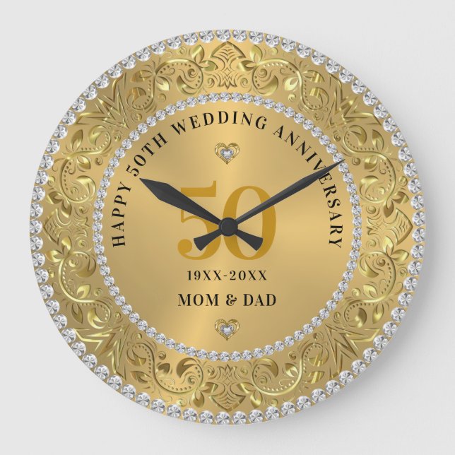 Grande Horloge Ronde Noces de diamants et d'or - 50e anniversaire de ma (Recto)