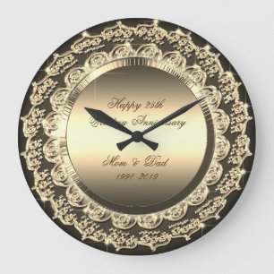 Grande Horloge Ronde Noces de fleurs d'or 25e anniversaire de mariage