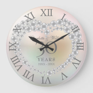 Grande Horloge Ronde Noces de perle 30 ans de mariage numéros tradition