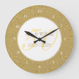 Grande Horloge Ronde Noces d'or poussière de confettis