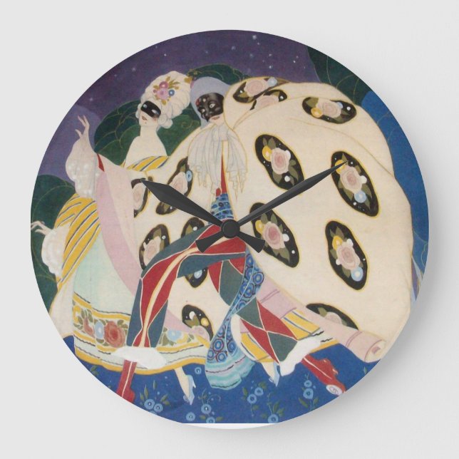 Grande Horloge Ronde NOCTURNE AVEC MASQUES / Mascarade vénitienne Art D (Recto)