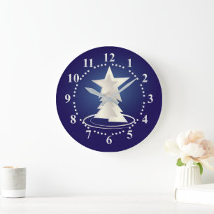 Grande Horloge Ronde Noël blanc