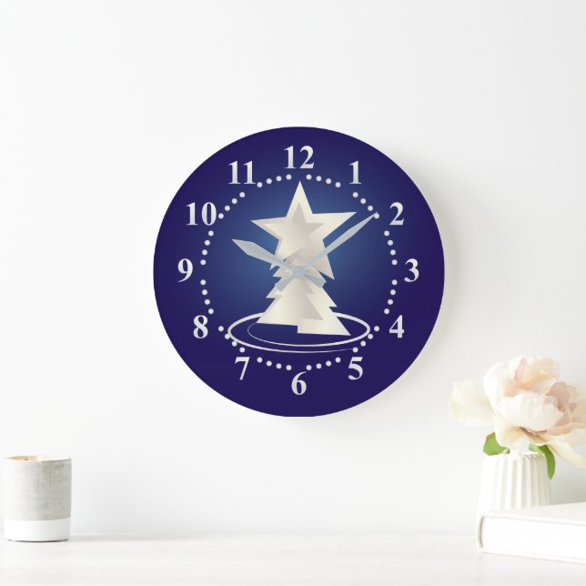 Grande Horloge Ronde Noël blanc (Maison)