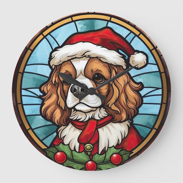 Grande Horloge Ronde Noël Cavalier King Charles Spaniel (Recto)