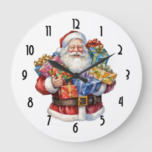 Grande Horloge Ronde Noël classique de Jolly Santa Claus