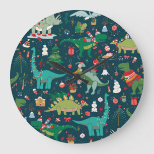 Grande Horloge Ronde Noël de Dinosaur : Bonne année