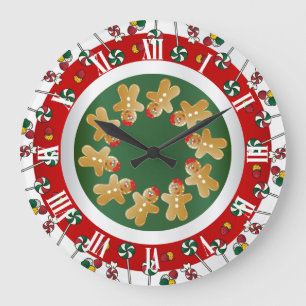 Grande Horloge Ronde Noël de pain d'épices sucré