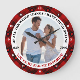 Grande Horloge Ronde Noël Funny Couple Photo Cadre Buffalo