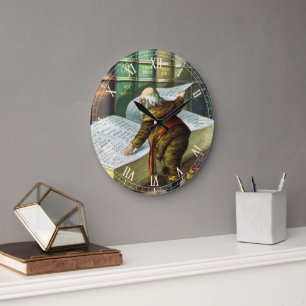 Grande Horloge Ronde Noël vintage, Père Noël liste des enfants sages et