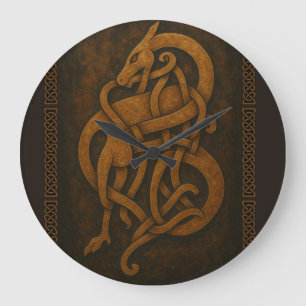 Grande Horloge Ronde Nœud de serpent en vieux norrois avec bordure celt