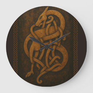 Grande Horloge Ronde Nœud de serpent en vieux norrois avec bordure celt
