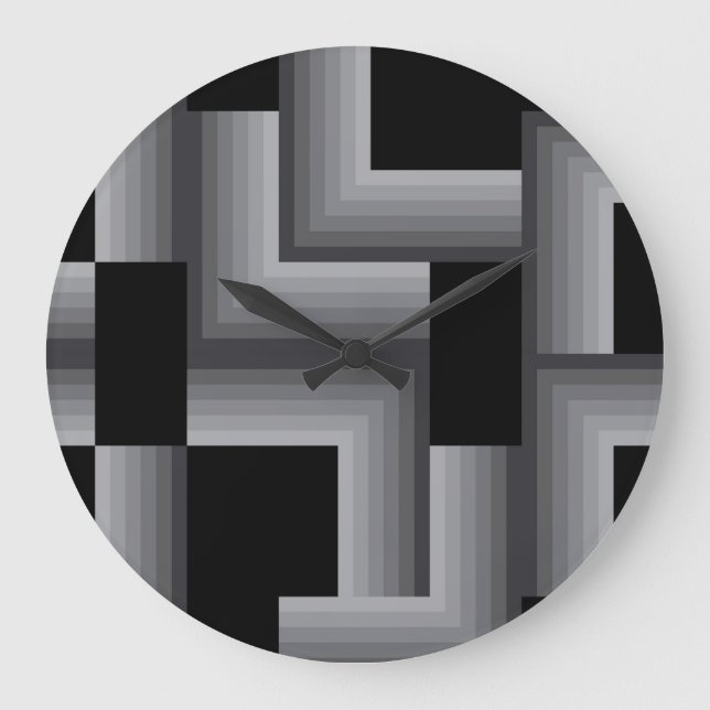 Grande Horloge Ronde Noir, argent, cool, unique, tendance formes carrés (Recto)
